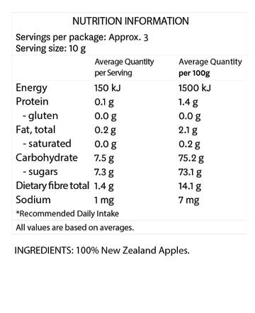 nutritional value of dried apple sticks